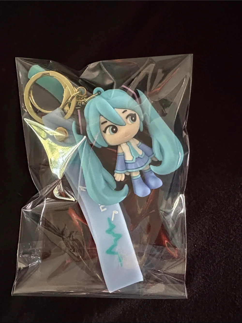 Anime Character Hatsune Miku Bag Charm Keychain with Light Blue Strap